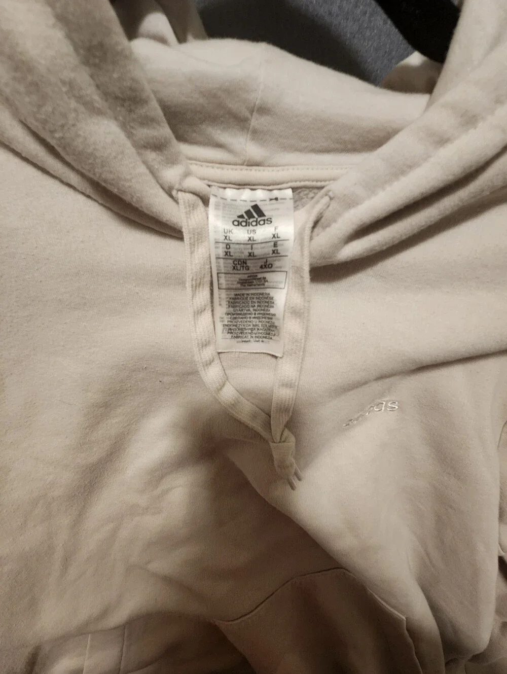 Adidas Hoodie Men XL Beige One Big Pocket Pullover